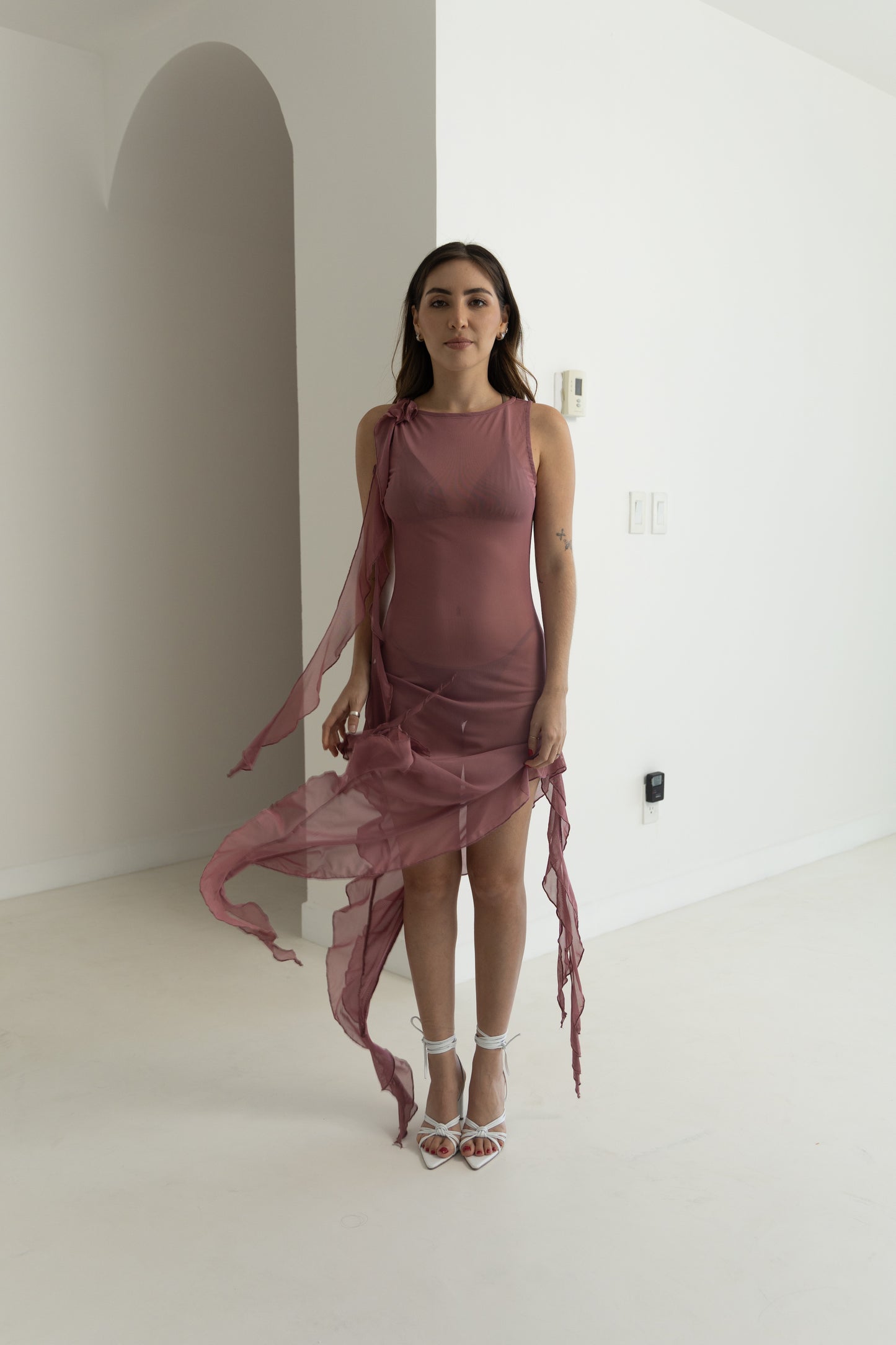 Rose ruffle cover up