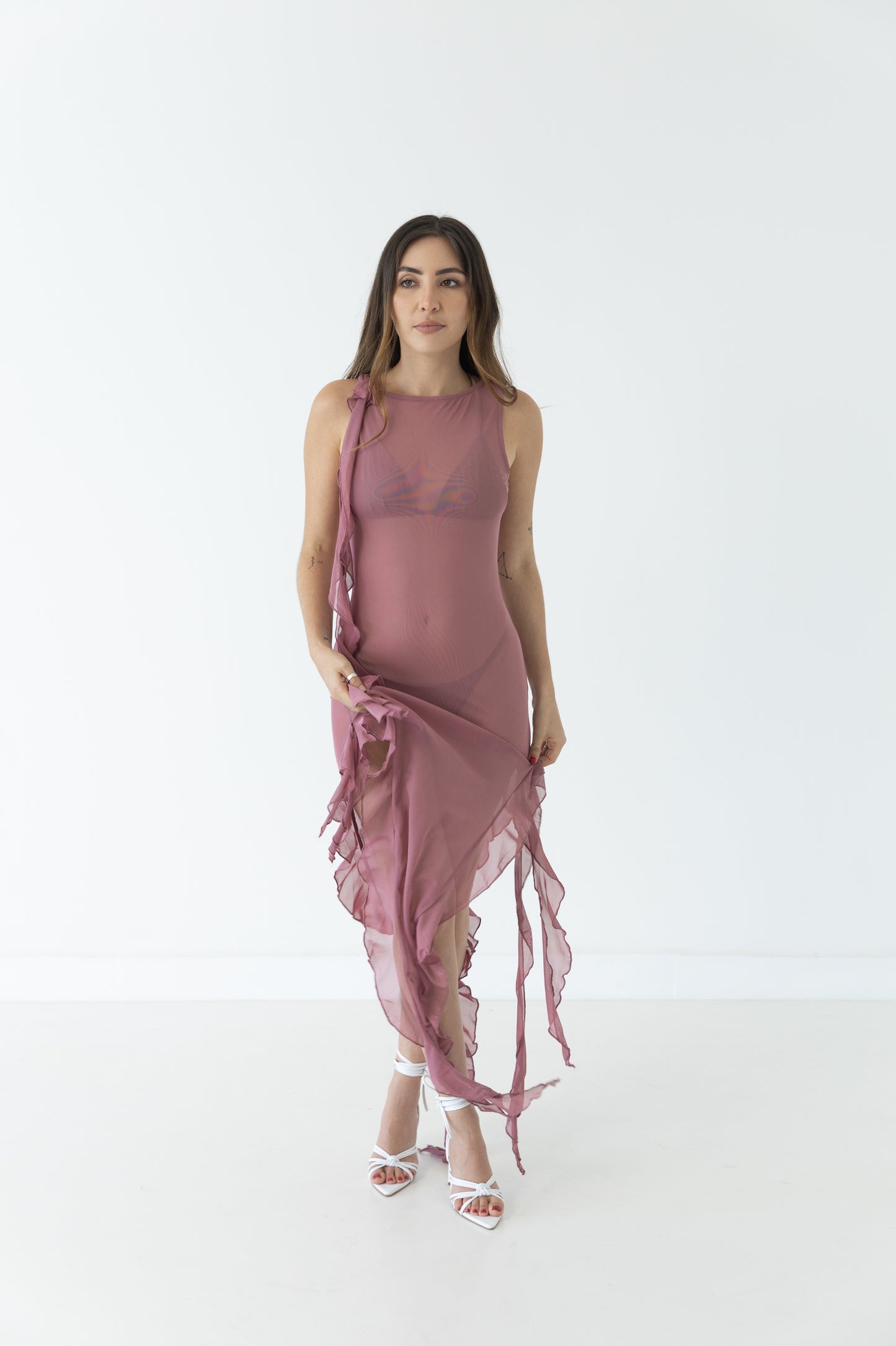 Rose ruffle cover up
