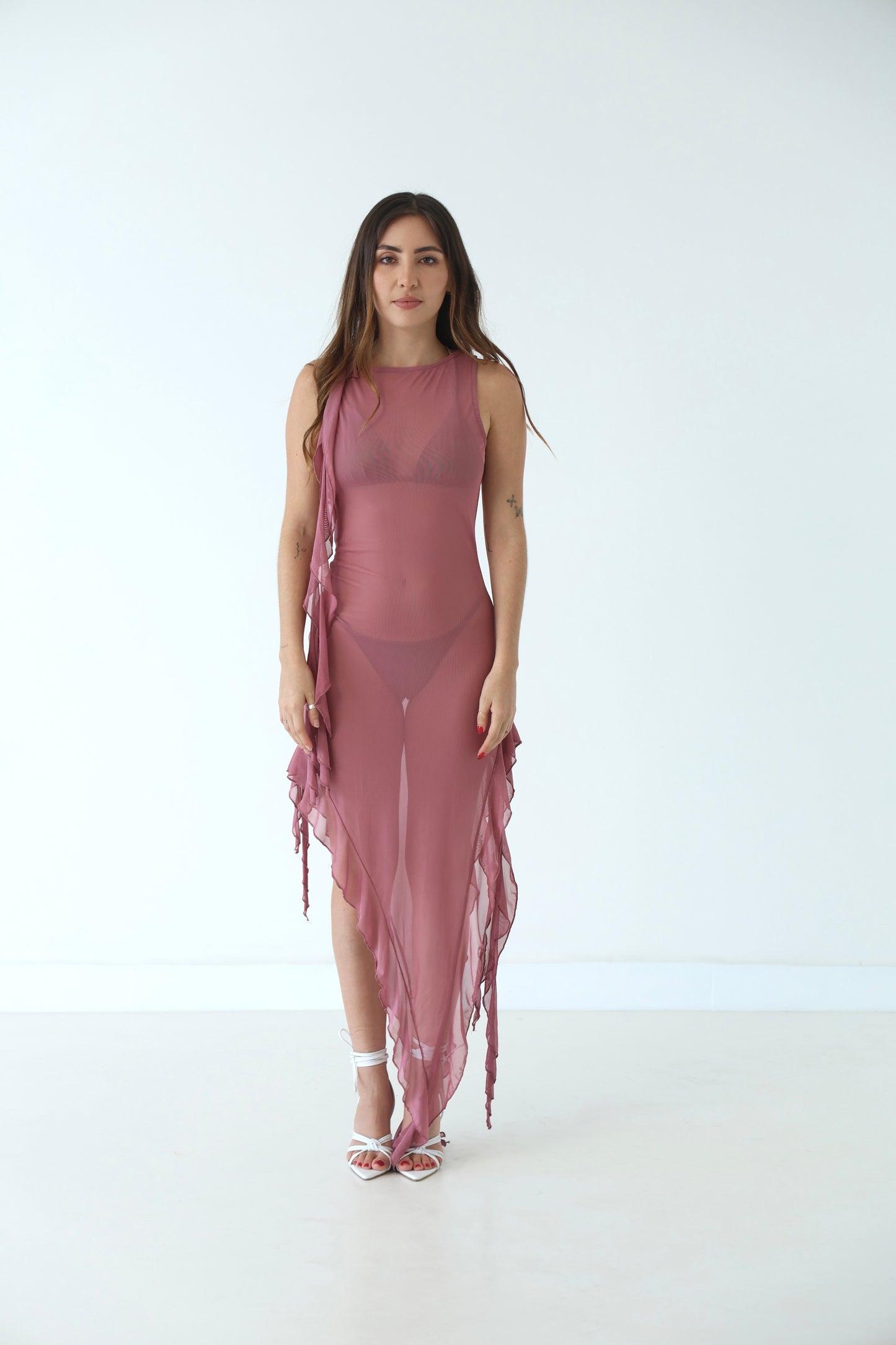 Rose ruffle cover up